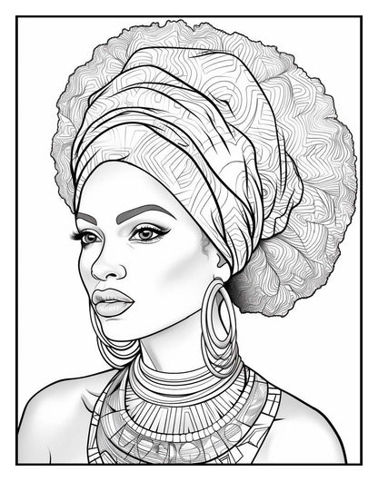 100 African Woman Coloring Pages For Adults Volume - 5
