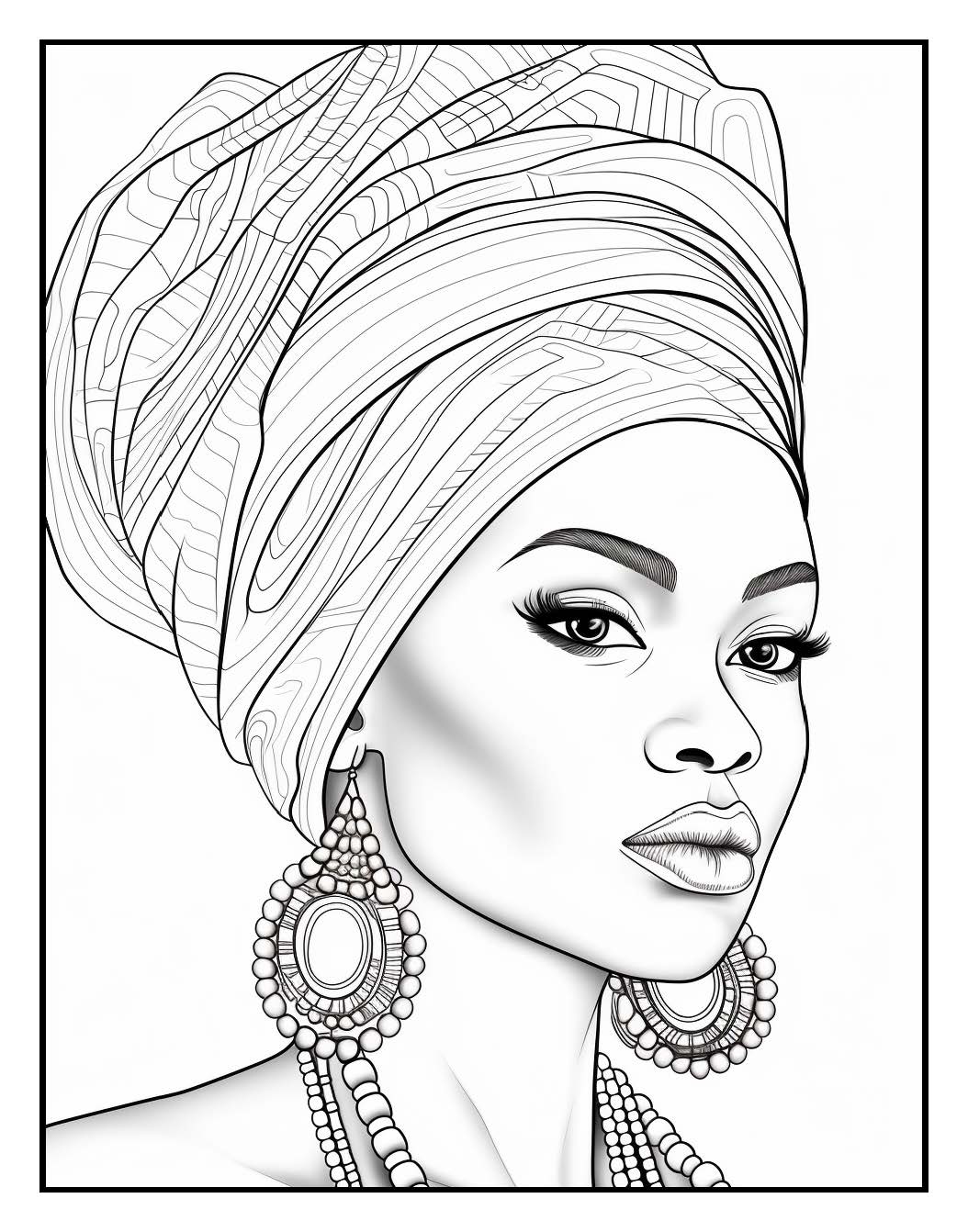 100 African Woman Coloring Pages For Adults Volume - 5