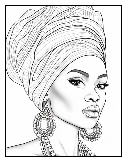 100 African Woman Coloring Pages For Adults Volume - 5