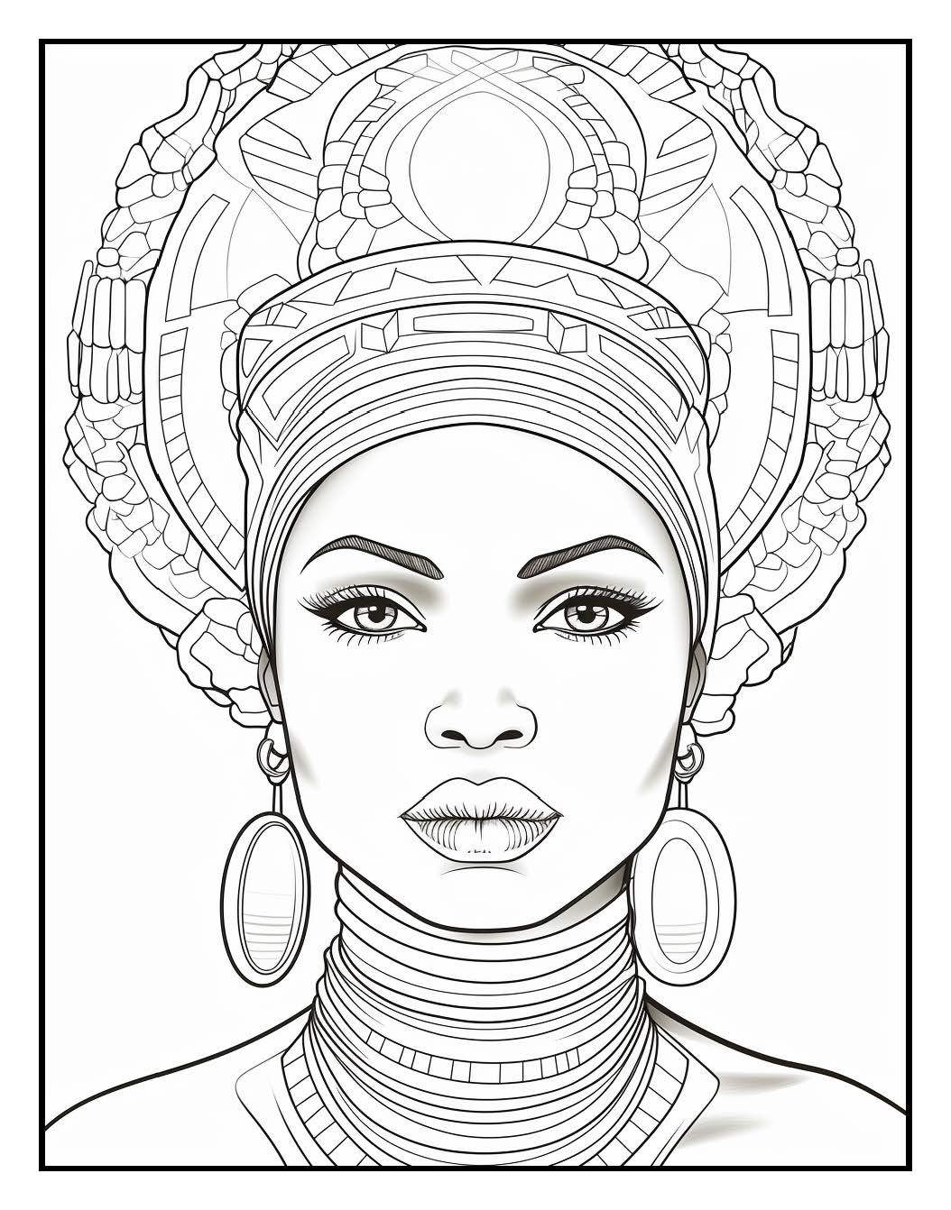 100 African Woman Coloring Pages For Adults Volume - 5