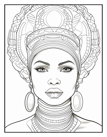 100 African Woman Coloring Pages For Adults Volume - 5