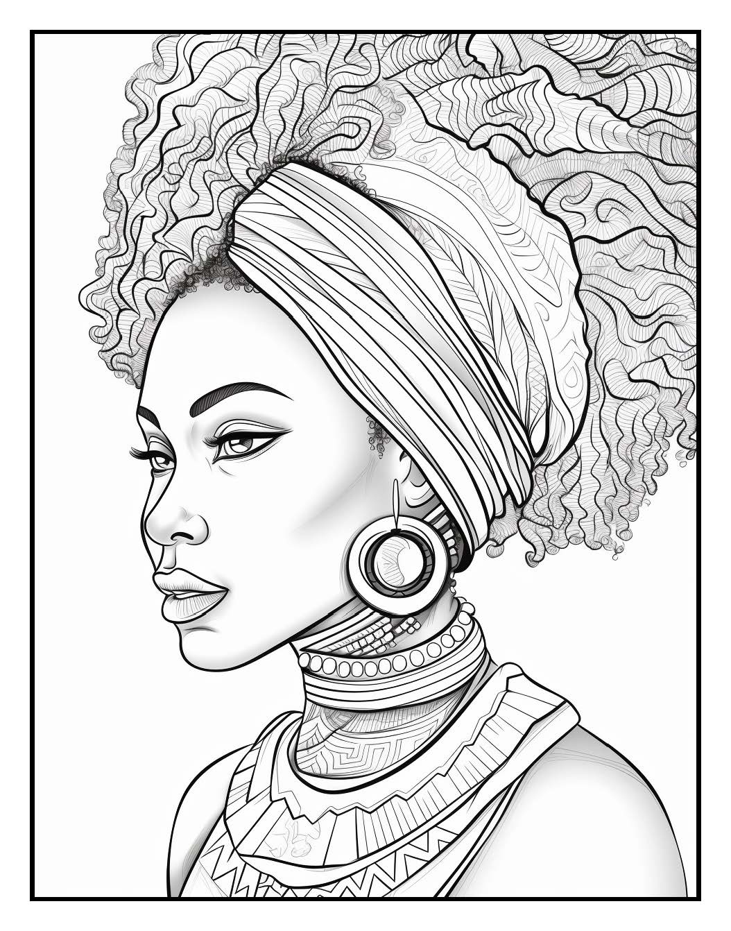 100 African Woman Coloring Pages For Adults Volume - 5