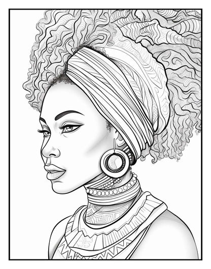 100 African Woman Coloring Pages For Adults Volume - 5