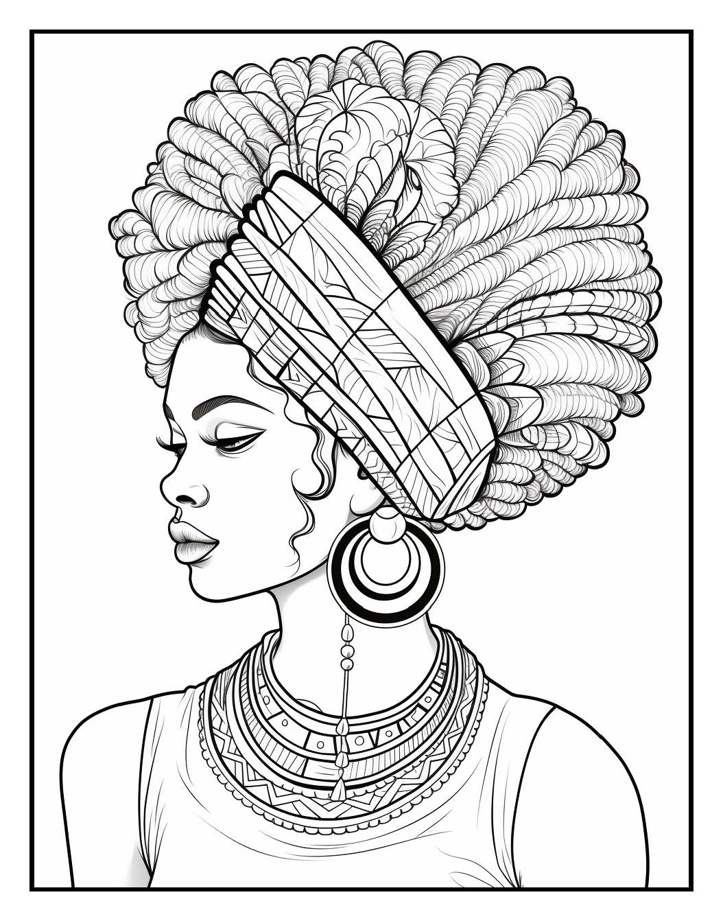 100 African Woman Coloring Pages For Adults Volume - 5
