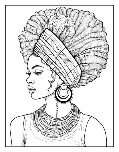 100 African Woman Coloring Pages For Adults Volume - 5