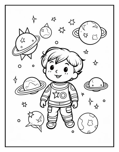 155 Space Coloring Pages For Kids Volume