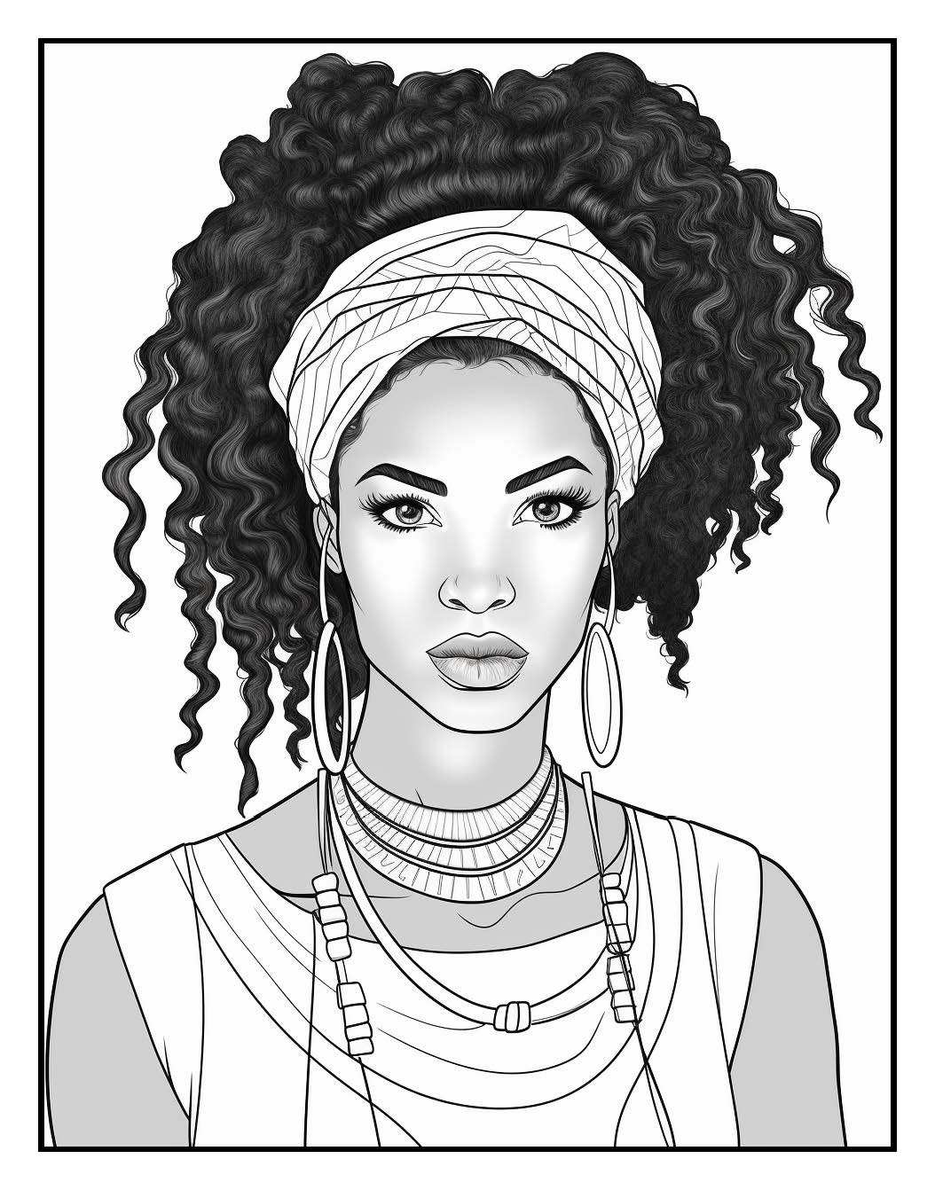 African Girl Coloring Book Pages For Adult, volume