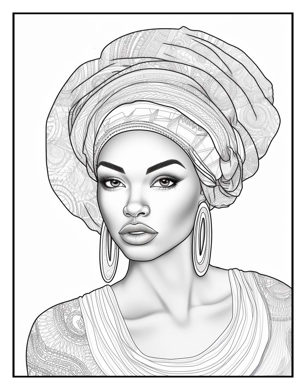 African Girl Coloring Book Pages For Adult, volume