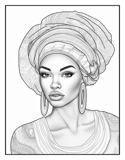 African Girl Coloring Book Pages For Adult, volume