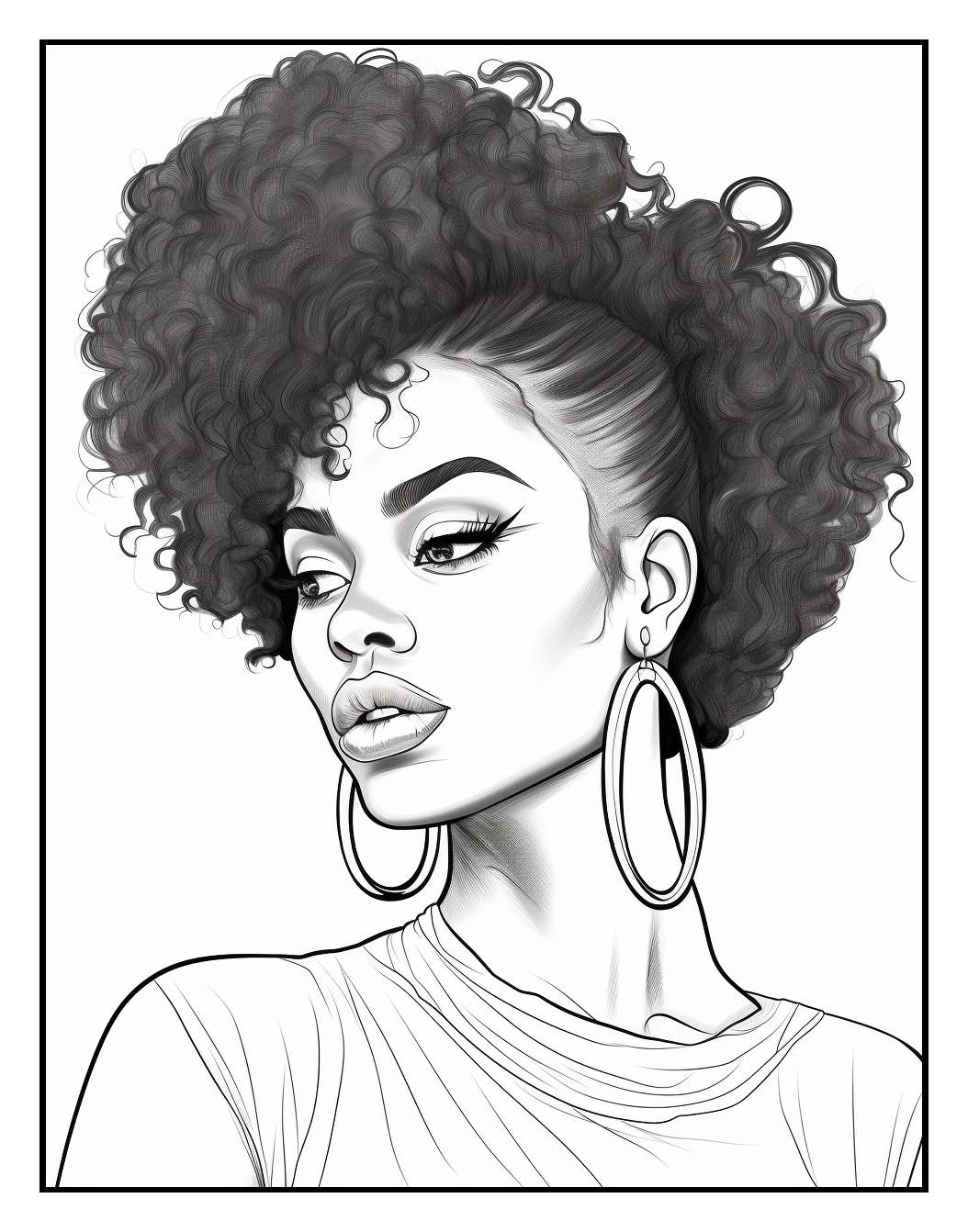 African Girl Coloring Book Pages For Adult, volume