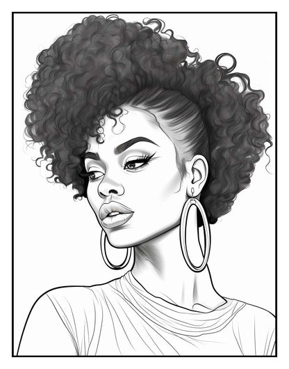 African Girl Coloring Book Pages For Adult, volume