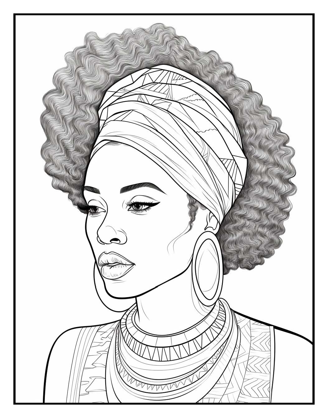 African Girl Coloring Book Pages For Adult, volume