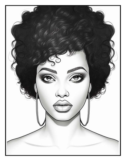 African Girl Coloring Book Pages For Adult, volume